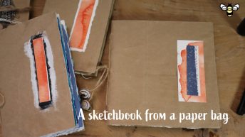 sketchbook cover from paper bag